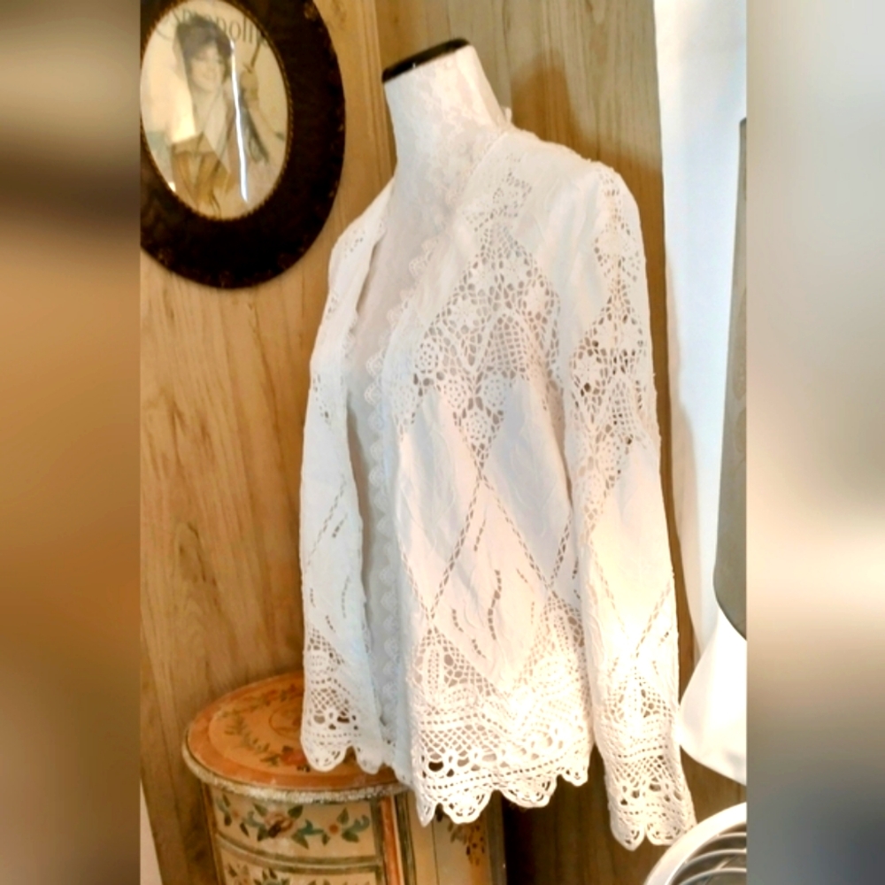 Lim's White Crochet Jacket 100% Cotton
